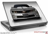 Large Laptop Skin 2010 Chevy Camaro Silver - White Stripes
