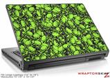 Large Laptop Skin Scattered Skulls Neon Green
