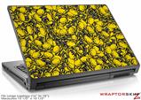 Large Laptop Skin Scattered Skulls Yellow
