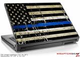 Large Laptop Skin Painted Faded Cracked Blue Line Stripe USA American Flag