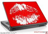 Large Laptop Skin Big Kiss Lips White on Red