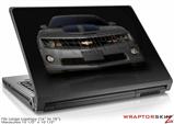 Large Laptop Skin 2010 Chevy Camaro Cyber Gray - Black Stripes on Black