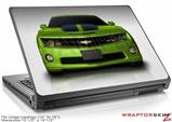 Large Laptop Skin 2010 Chevy Camaro Green - Black Stripes