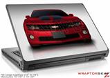 Large Laptop Skin 2010 Chevy Camaro Jeweled Red - Black Stripes