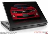 Large Laptop Skin 2010 Chevy Camaro Jeweled Red - Black Stripes on Black