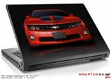 Large Laptop Skin 2010 Chevy Camaro Victory Red - Black Stripes on Black