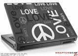 Large Laptop Skin Love and Peace Gray