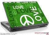 Large Laptop Skin Love and Peace Green