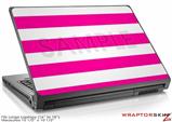 Large Laptop Skin Kearas Psycho Stripes Hot Pink and White