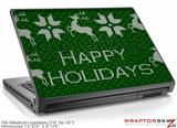 Medium Laptop Skin Ugly Holiday Christmas Sweater - Happy Holidays Sweater Green 01