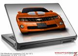 Medium Laptop Skin 2010 Chevy Camaro Orange - White Stripes