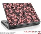Small Laptop Skin Scattered Skulls Pink