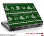 Small Laptop Skin Ugly Holiday Christmas Sweater - Christmas Trees Green 01