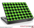 Small Laptop Skin Houndstooth Neon Lime Green on Black