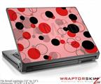 Small Laptop Skin Lots of Dots Red on Pink