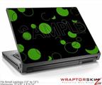 Small Laptop Skin Lots of Dots Green on Black