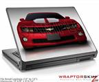 Small Laptop Skin 2010 Chevy Camaro Jeweled Red - White Stripes