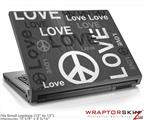 Small Laptop Skin Love and Peace Gray