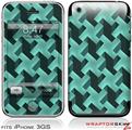 iPhone 3GS Decal Style Skin - Retro Houndstooth Seafoam Green
