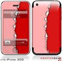 iPhone 3GS Decal Style Skin - Ripped Colors Pink Red