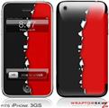 iPhone 3GS Decal Style Skin - Ripped Colors Black Red