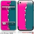 iPhone 3GS Decal Style Skin - Ripped Colors Hot Pink Seafoam Green