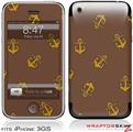 iPhone 3GS Decal Style Skin - Anchors Away Chocolate Brown