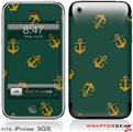 iPhone 3GS Decal Style Skin - Anchors Away Hunter Green