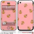 iPhone 3GS Decal Style Skin - Anchors Away Pink
