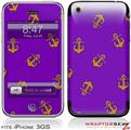 iPhone 3GS Decal Style Skin - Anchors Away Purple