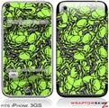iPhone 3GS Decal Style Skin - Scattered Skulls Neon Green