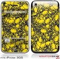 iPhone 3GS Decal Style Skin - Scattered Skulls Yellow