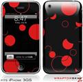 iPhone 3GS Decal Style Skin - Lots of Dots Red on Black