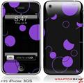 iPhone 3GS Decal Style Skin - Lots of Dots Purple on Black
