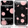 iPhone 3GS Decal Style Skin - Lots of Dots Pink on Black