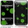 iPhone 3GS Decal Style Skin - Lots of Dots Green on Black