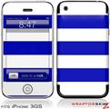 iPhone 3GS Decal Style Skin - Kearas Psycho Stripes Blue and White