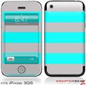 iPhone 3GS Decal Style Skin - Kearas Psycho Stripes Neon Teal and Gray
