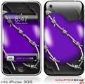 iPhone 3GS Decal Style Skin - Barbwire Heart Purple