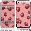 iPhone 3GS Decal Style Skin - Strawberries on Pink