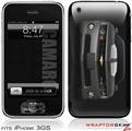 iPhone 3GS Decal Style Skin - 2010 Chevy Camaro Cyber Gray - White Stripes