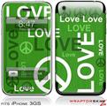 iPhone 3GS Decal Style Skin - Love and Peace Green