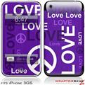 iPhone 3GS Decal Style Skin - Love and Peace Purple
