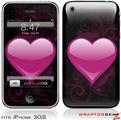 iPhone 3GS Decal Style Skin - Glass Heart Grunge Hot Pink