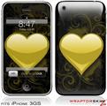 iPhone 3GS Decal Style Skin - Glass Heart Grunge Yellow