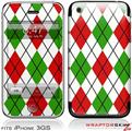 iPhone 3GS Decal Style Skin - Argyle Red and Green
