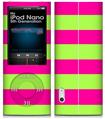 iPod Nano 5G Skin Kearas Psycho Stripes Neon Green and Hot Pink