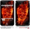 iPod Touch 2G & 3G Skin Kit Flaming Fire Skull Orange