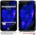 iPod Touch 2G & 3G Skin Kit Flaming Fire Skull Blue