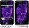 iPod Touch 2G & 3G Skin Kit Flaming Fire Skull Purple